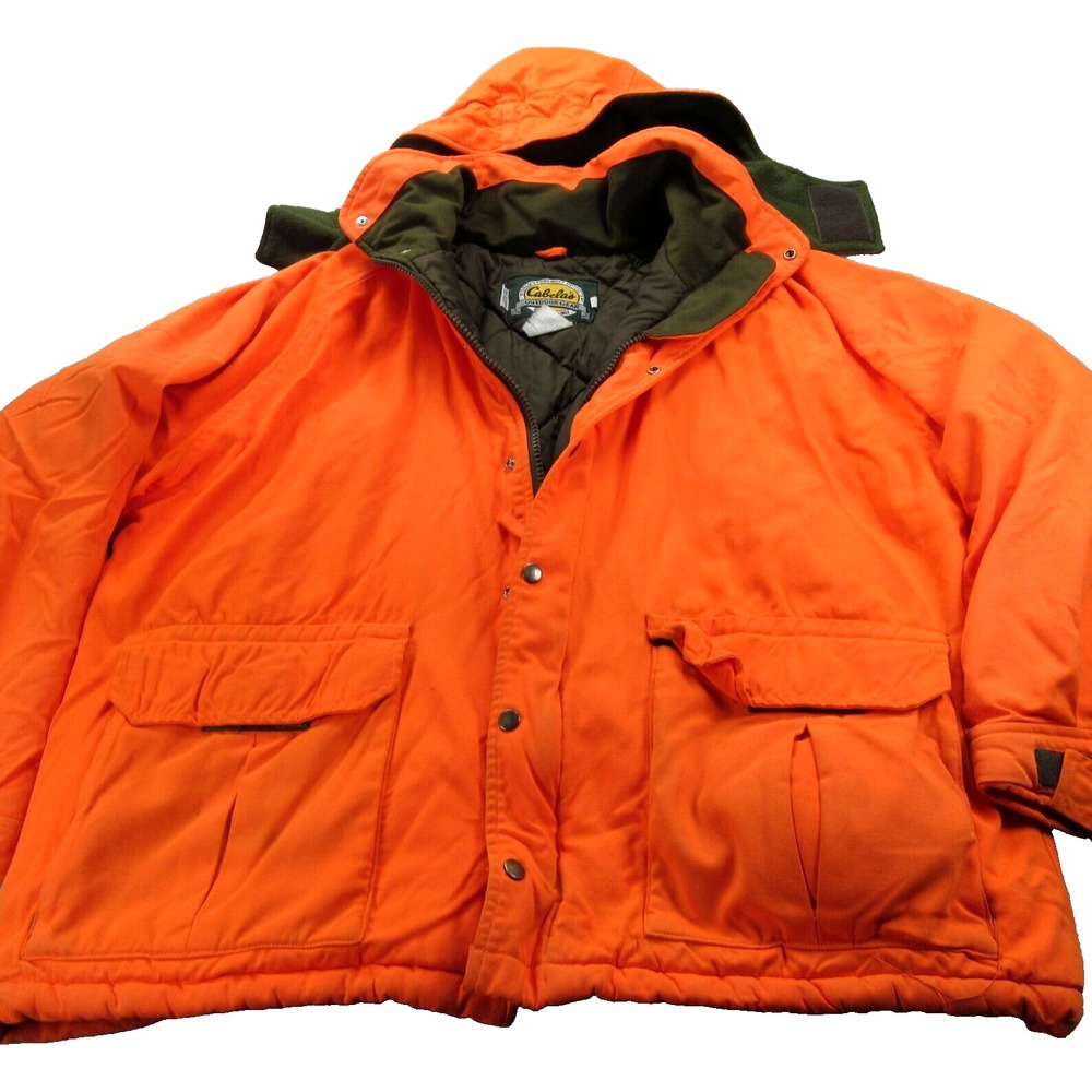 Cabelas Jacket Mens Large Orange Waterproof Insulated Hunting Outdoor VTG 90s